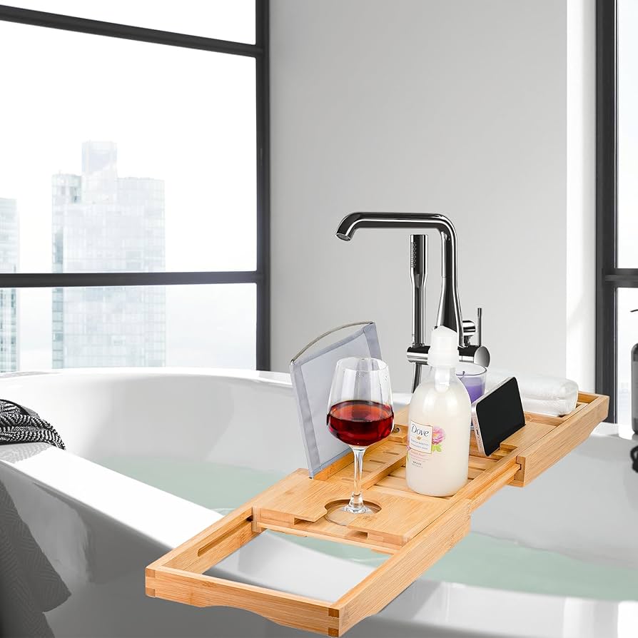 Amazon.co.jp: Utoplike バスタブトレー 竹製 バストレー お風呂