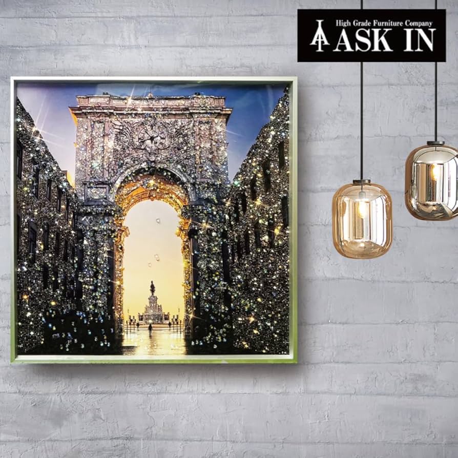 クリスタルアート アーチ型景観 41x41cm クリスタルアート アーチ型