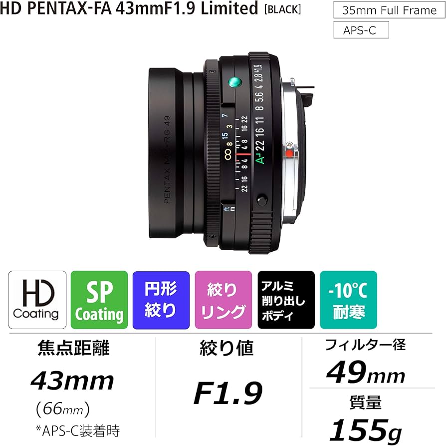 Amazon.com : Pentax HD PENTAX-FA 43mmF1.9 Limited Black Standard