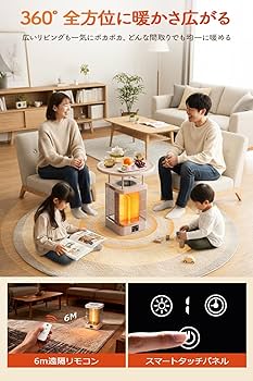 Amazon | カーボンヒーター 【2025年冬モデル・360°全方位速暖・3in1