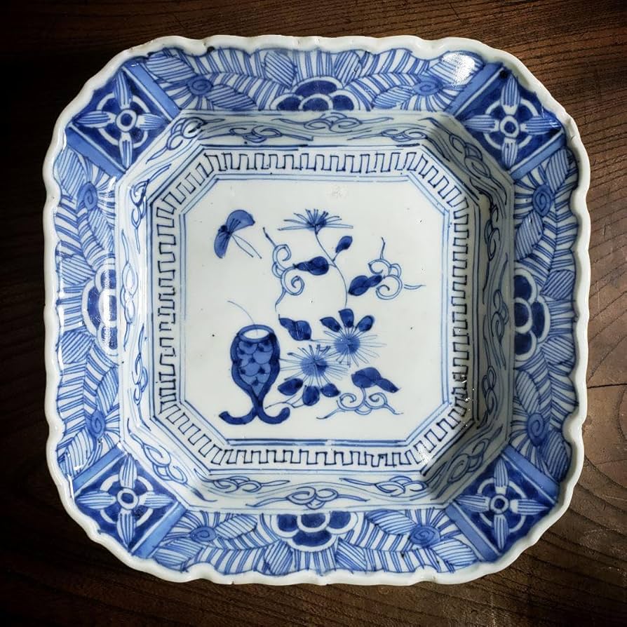 伊万里 風景図 染付 中皿 10枚 [B31363] 伊万里 風景図 染付 中