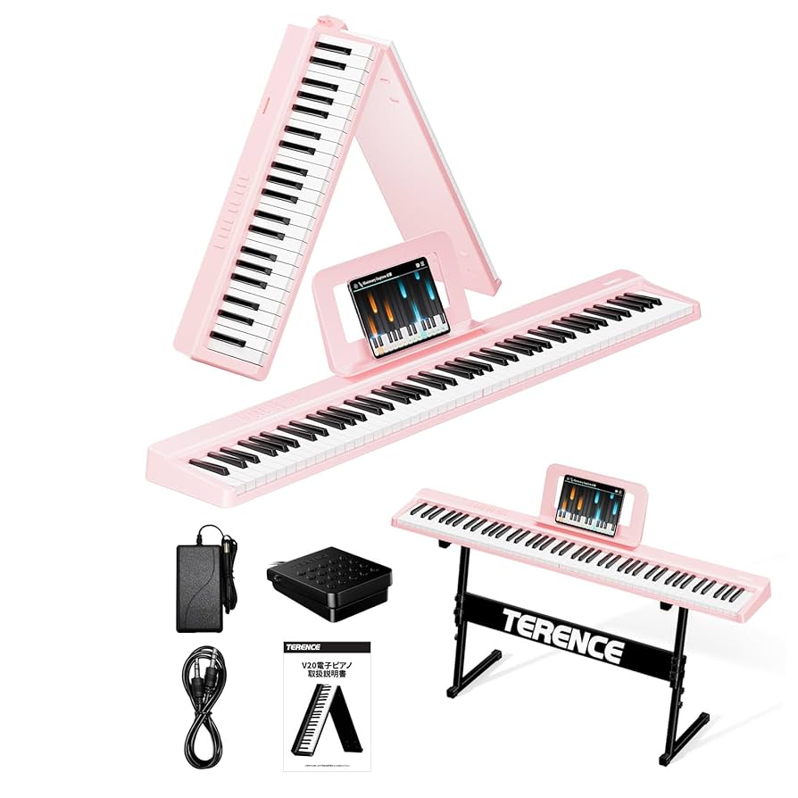 TERENCE 電子ピアノ 88鍵盤 折りたたみ タッチレスポンス鍵盤