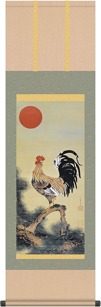 鶏の掛軸 徳田隣斎 桜下倭鶏 | 掛軸(掛け軸)販売／表装ご依頼は掛軸