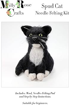Amazon.co.jp: 黒猫 羊毛フェルト キット 初心者 高さ16cm 羊毛毡 : ホビー