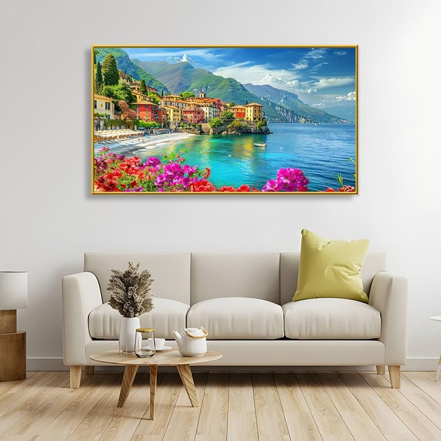 Amazon.com: Amalfi Coast Canvas Art, Landscape Pictures - Framed
