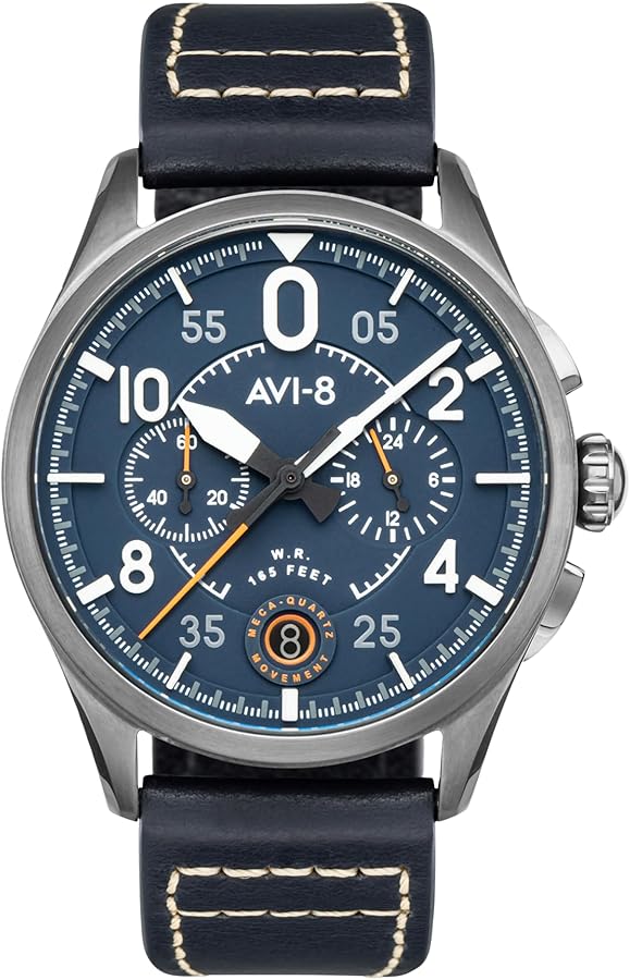 Amazon.com: AVI-8 Mens 42mm Spitfire Lock Chronograph Channel Blue