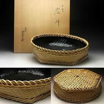 Amazon.co.jp: 余韻 三重の竹工芸家水谷六々斎炭斗 茶道具 炭道具 竹芸