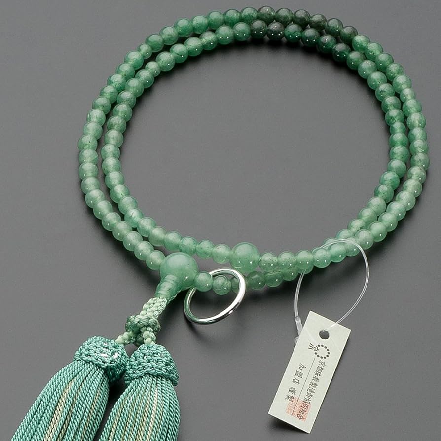 曹洞宗 本式数珠】 主珠108個 インド翡翠×艶あり黒檀 桐箱入り 本連