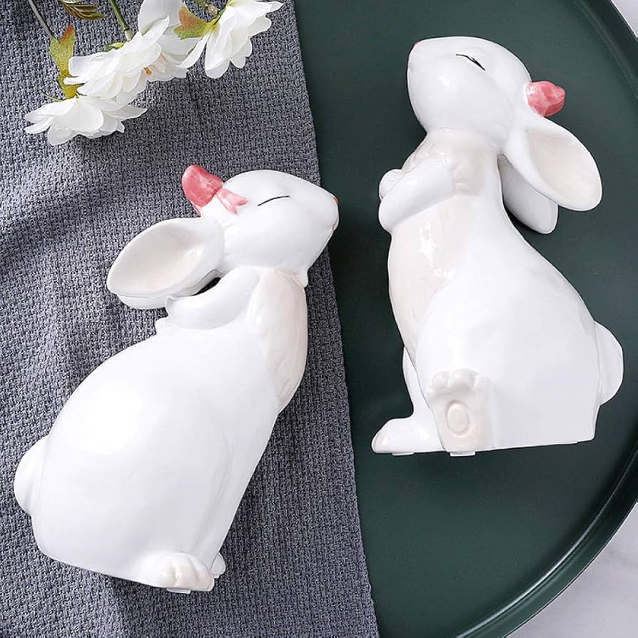 Nao ウサギの陶器置物 ベル 花彫刻付き Nao ウサギの陶器置物 ベル 花