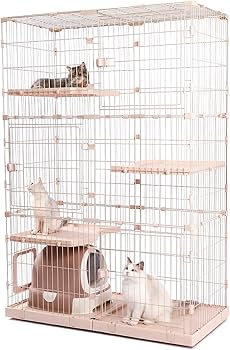 キャットケージ キャットゲージ 3段 ピンク 猫用品 多機能 大型 ケージ