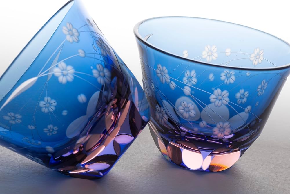 切子硝子江戸切子薩摩切子ブルー鉢ボール