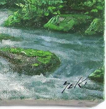 Amazon.co.jp: 関健造 春の奥入瀬渓流 SM号 油彩画 油絵 風景画 渓流