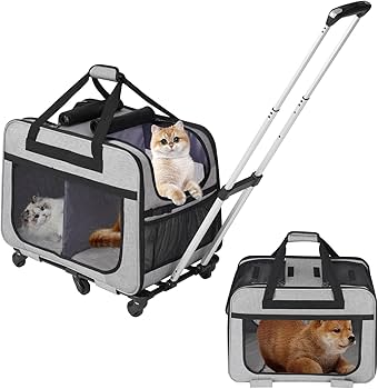 Amazon.co.jp: HOVONO 猫 2 匹 キャリー キャスター付き 小型 犬