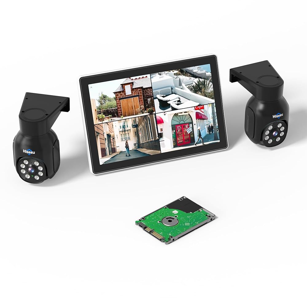 12インチ液晶一体型3TBHDD内蔵NVR500万画素カメラ2台+PTZ 【公式通販】