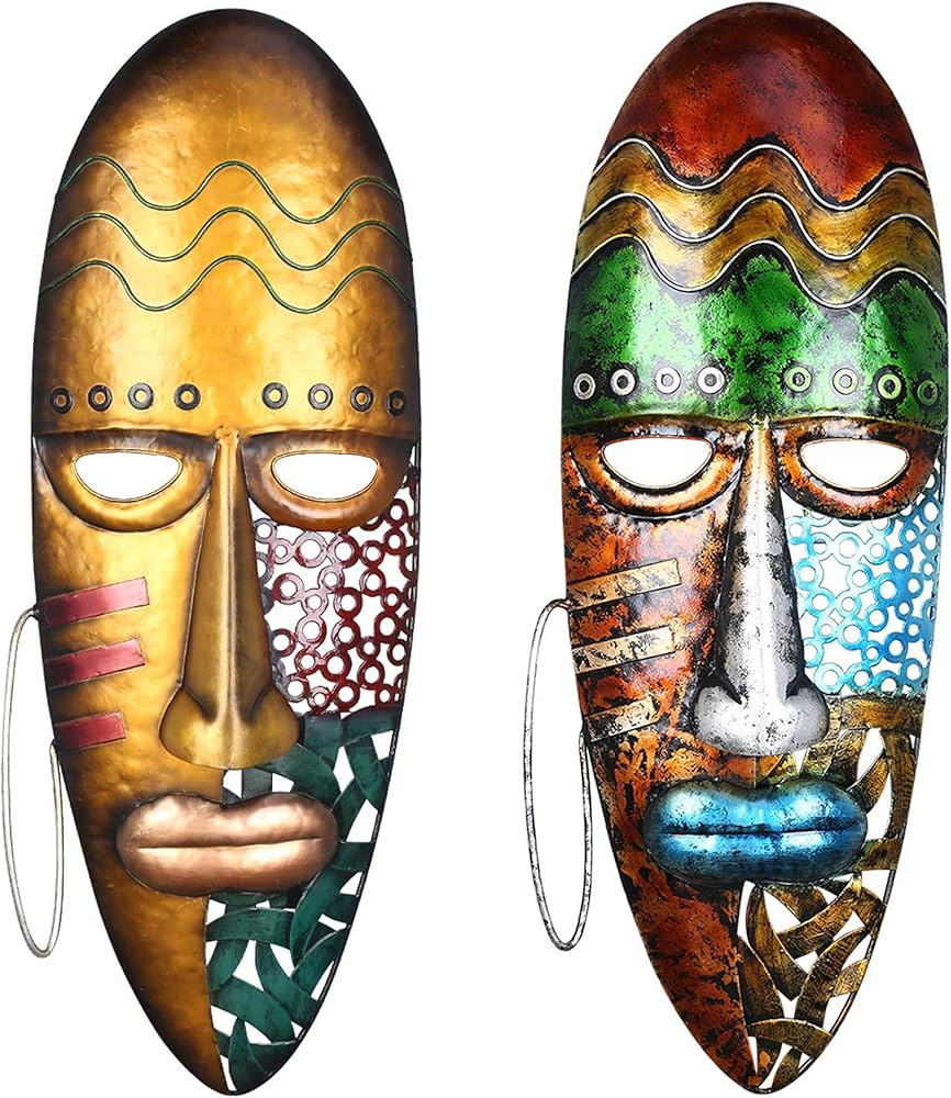 Amazon.co.jp: 壁装飾 2pcs アフリカ人の顔 壁掛け 2個セット メタル