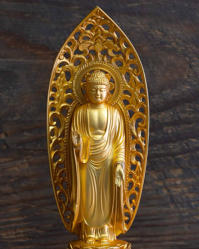 仏教美術 古銅鍍金 釈迦如来立像 仏像 V 5072A 仏教美術 古銅鍍金 釈迦