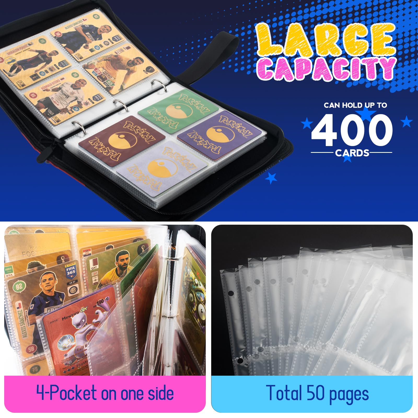 Amazon.co.jp: カードバインダー 4ポケット 400ポケット カード