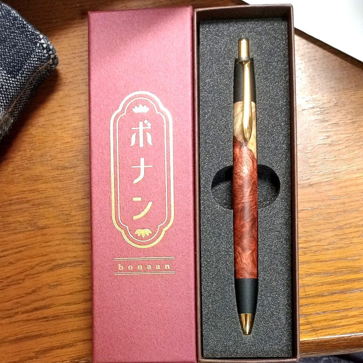 ボナンペン 花梨紅白源平 ボナンペン真鍮製本花梨瘤源平（花梨瘤紅白