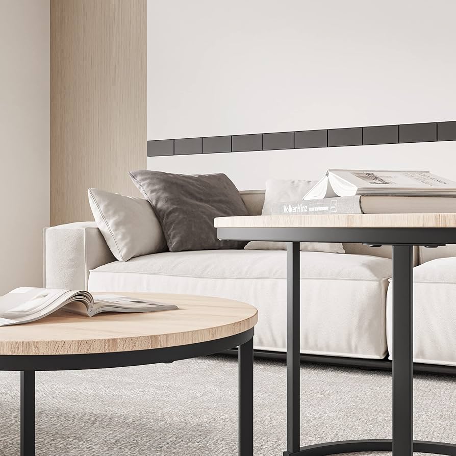 FOUBAM ラウンドコーヒーテーブル 2個セット Amazon｜FOUBAM ラウンド