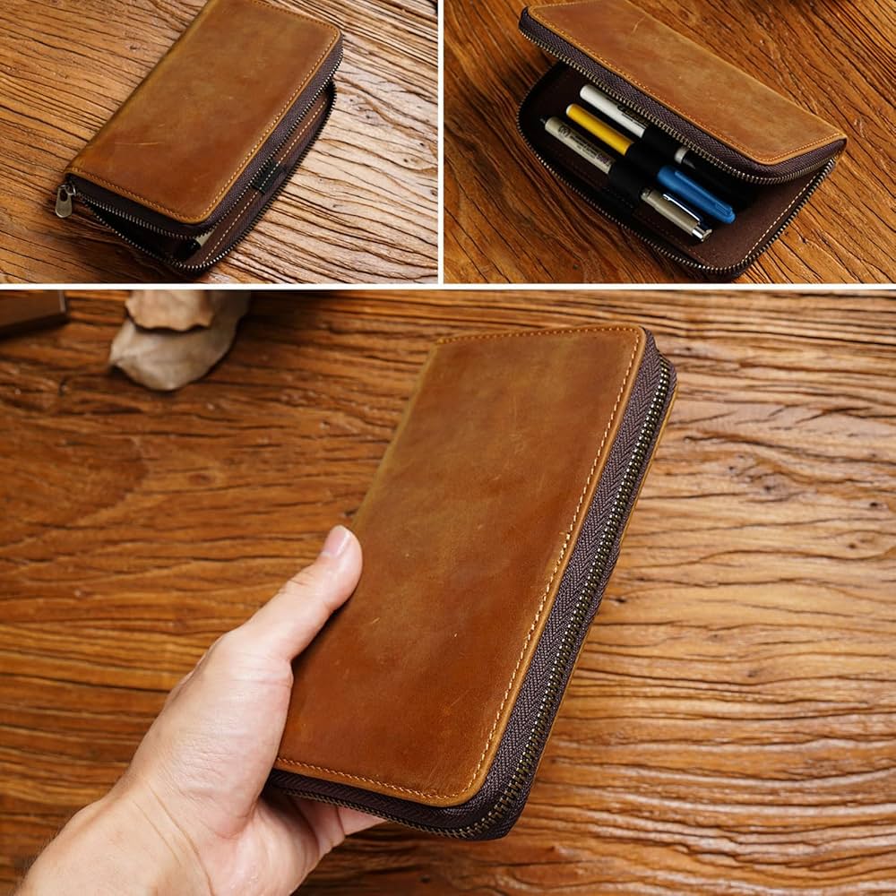 Amazon | ペンケース 本革 筆箱 大容量 大人 万年筆 収納 ケース