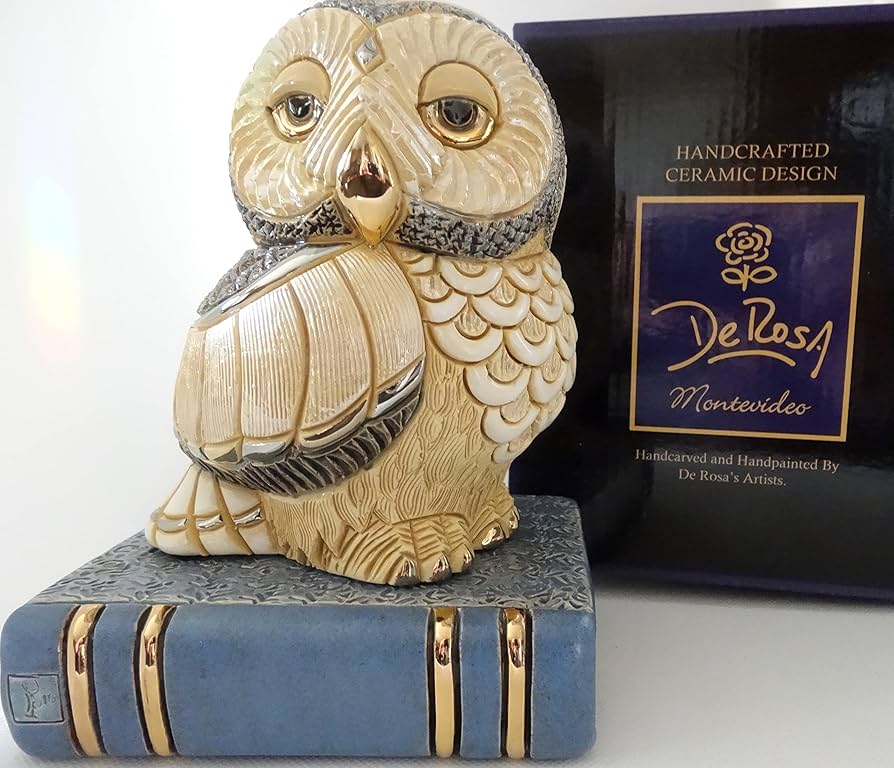 Amazon.co.jp: 手作り彫刻セラミックフクロウの本置物 - De Rosa