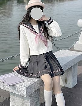 Amazon.co.jp: 【まるこの猫柳】 グレー ピンク セーラー服 長袖 半袖