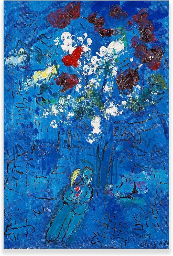 シャガール 青いブーケ リトグラフポスター