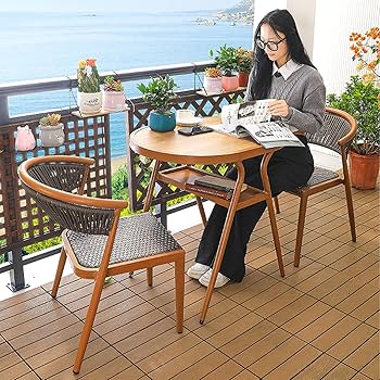 Amazon.co.jp: ラタン調コンパクトテーブル3点セットガーデンテーブル