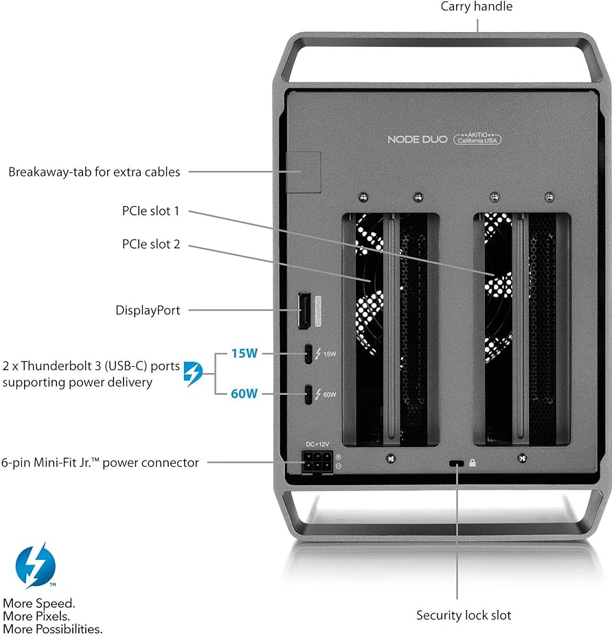 Amazon.com: Akitio T3N2AA0002Y00U Node Duo: (Thunderbolt 3 to X2