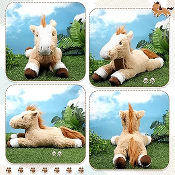 Amazon.co.jp: Lenwen 大きな馬のぬいぐるみ 20インチ 茶色の斑点の