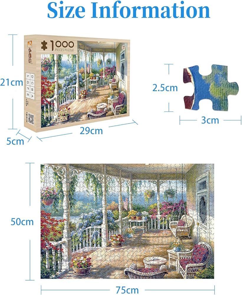 千P③花ガーデン階段口ジグソーパズル アルミ額50×74㎝完成 油絵作