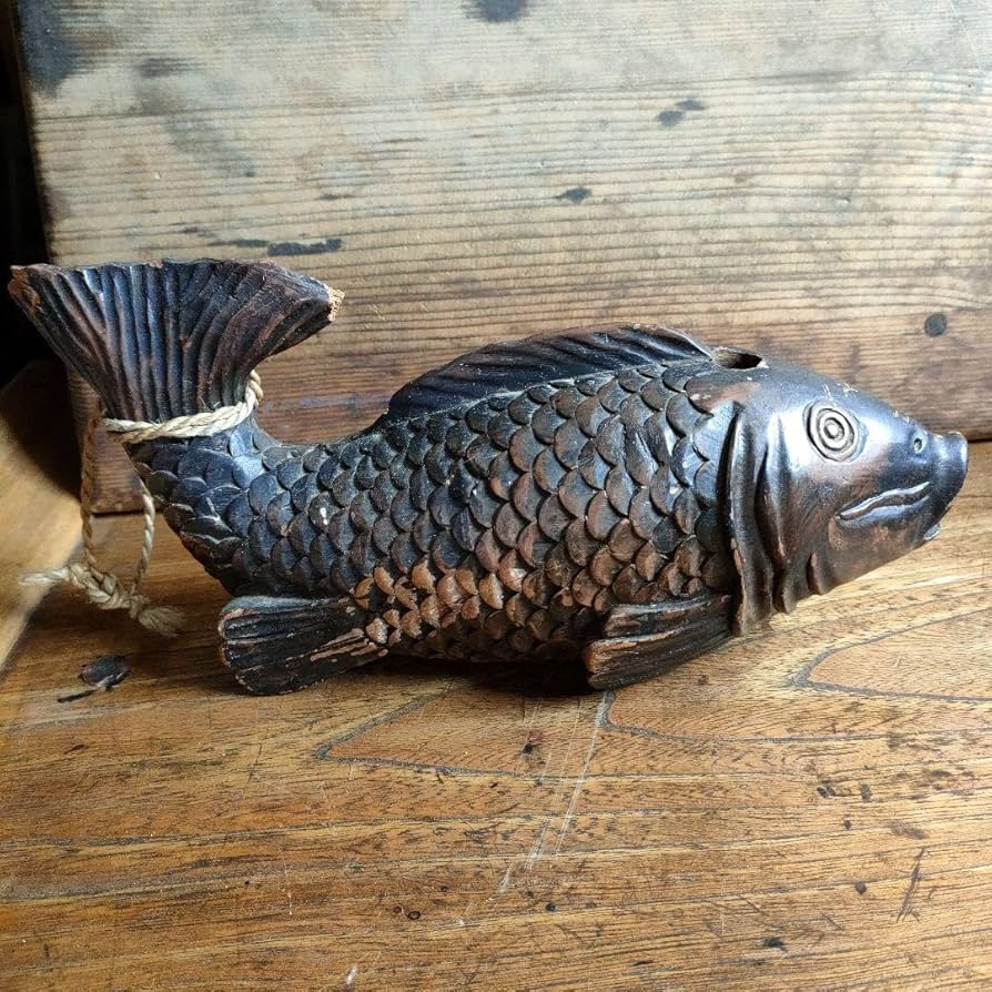 囲炉裏 自在鉤 魚 横木 古民具 自在鉤 囲炉裏飾り 魚 鯉 骨董 工芸 和
