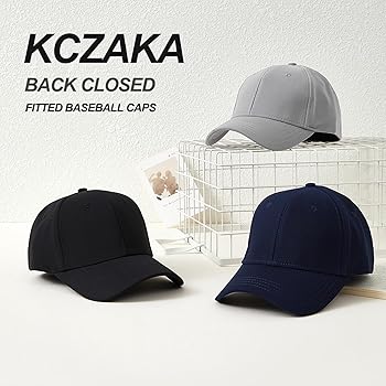KCZAKA 6 Panel Stretch Full Closed Baseball Caps Men's Blank
