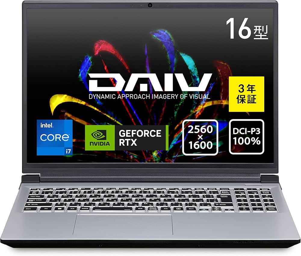 16インチ軽量高性能 Mouse DAIV 6P-RT メ32GB SSD1TB 動画・画像編集