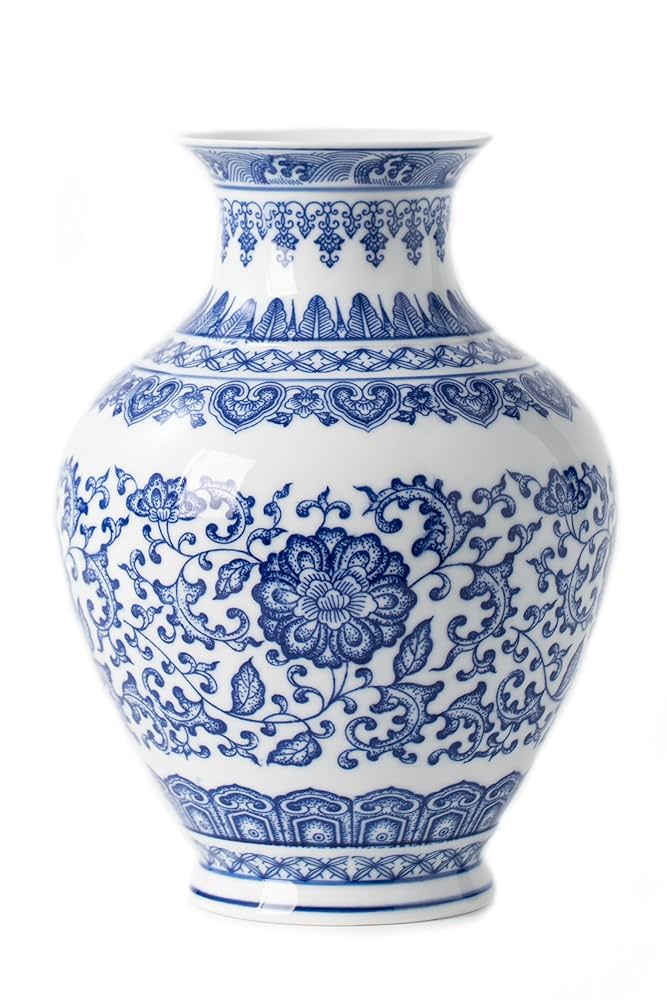 古磁 青いドラゴン模様の白磁花瓶 古磁 青いドラゴン模様の白磁花瓶