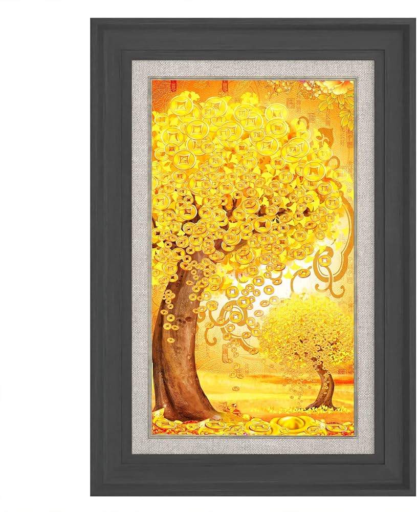 Amazon.co.jp: 金の木 アートパネル 1枚 飾り絵 北欧 植物 油絵 抽象画