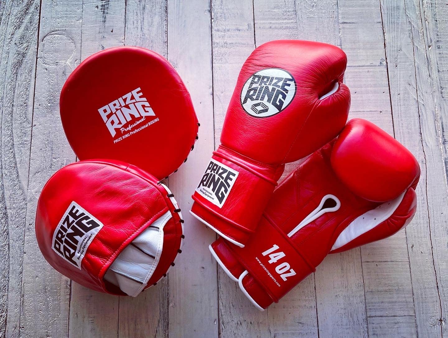 PRIZE RING ボクシンググローブ 12 oz レッド&ホワイト BOXING GLOVES