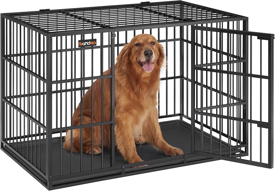 Amazon.co.jp: FEANDREA 犬 ケージ 大型犬用 ダブルドア付き トレー