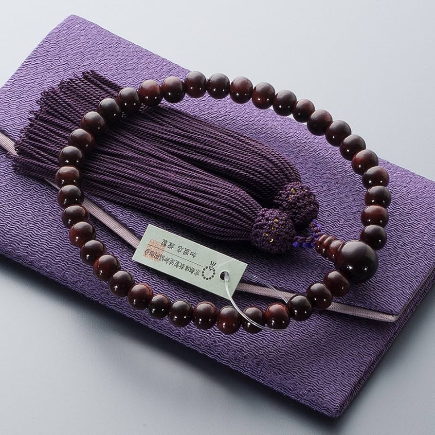 Amazon｜[仏壇屋 滝田商店] 数珠 女性用 紫檀 (艶あり) 8mm玉 正絹頭付