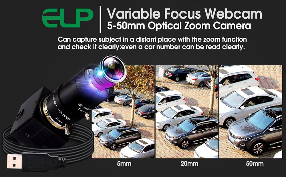 Amazon.com: ELP 5-50mm Varifocal Lens 1080P USB Camera with H.264