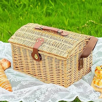 Amazon｜ピクニックバスケット 柳かごバスケットセット 食器カトラリー