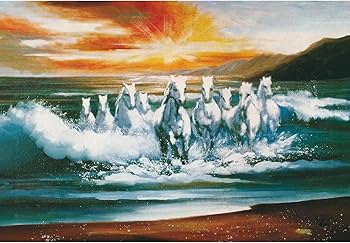 Amazon.co.jp: インテリア開運絵画「金運九頭馬図」玄関 トイレ 居間