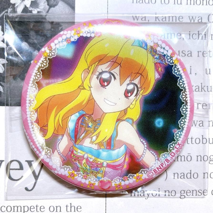 アイカツ チーズソフトクッキー 缶バッジ イオン限定 星宮いちご 4個