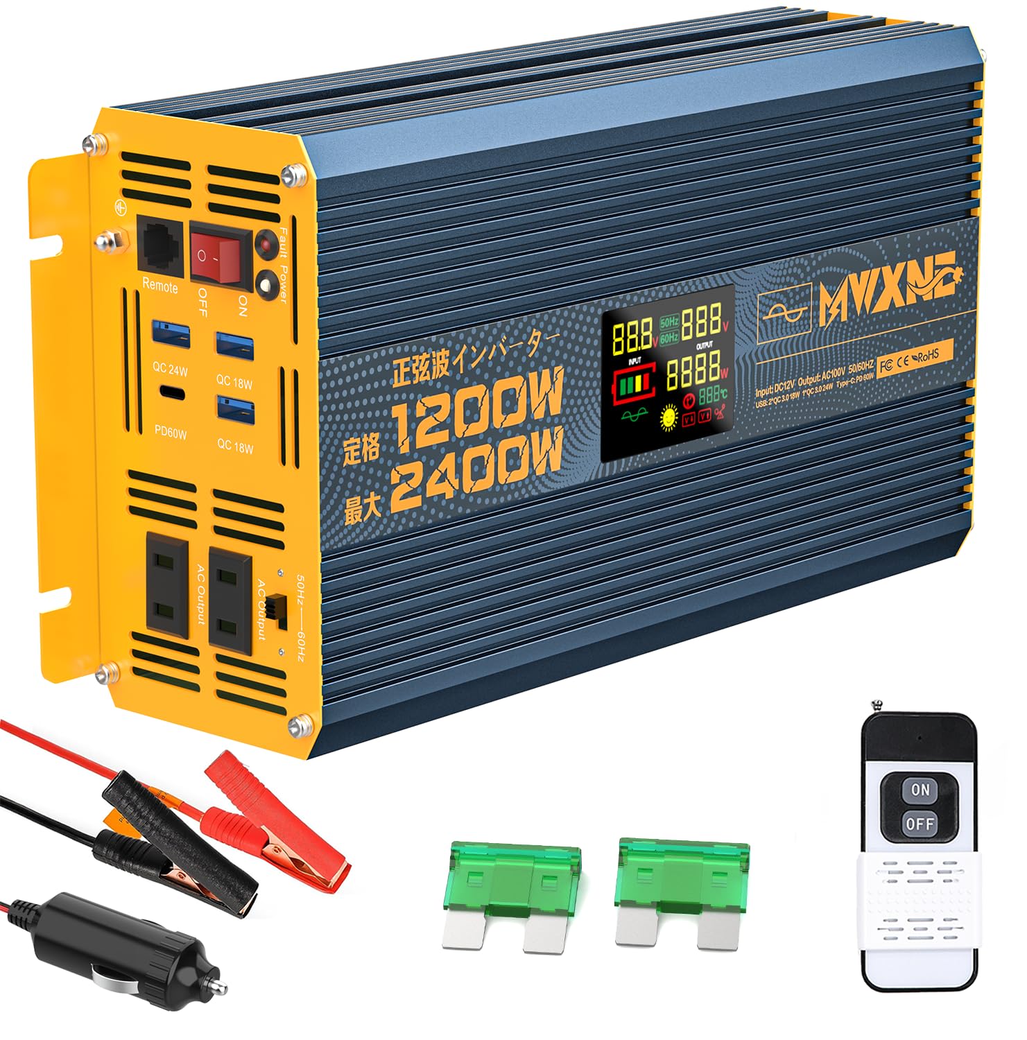 DC/AC正弦波インバーター 1200w