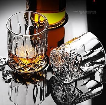 Amazon | クリスタルウィスキーグラス ユニークな彫刻デザイン ロック