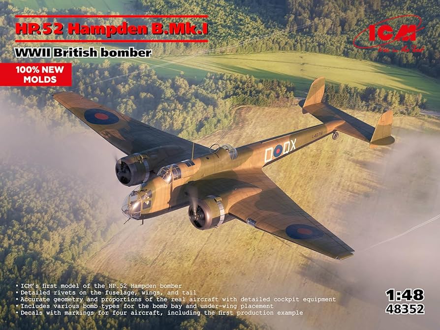Amazon.co.jp: ICM 1/48 WW2 イギリス爆撃機 HP.52 ハンプデン B.Mk.I