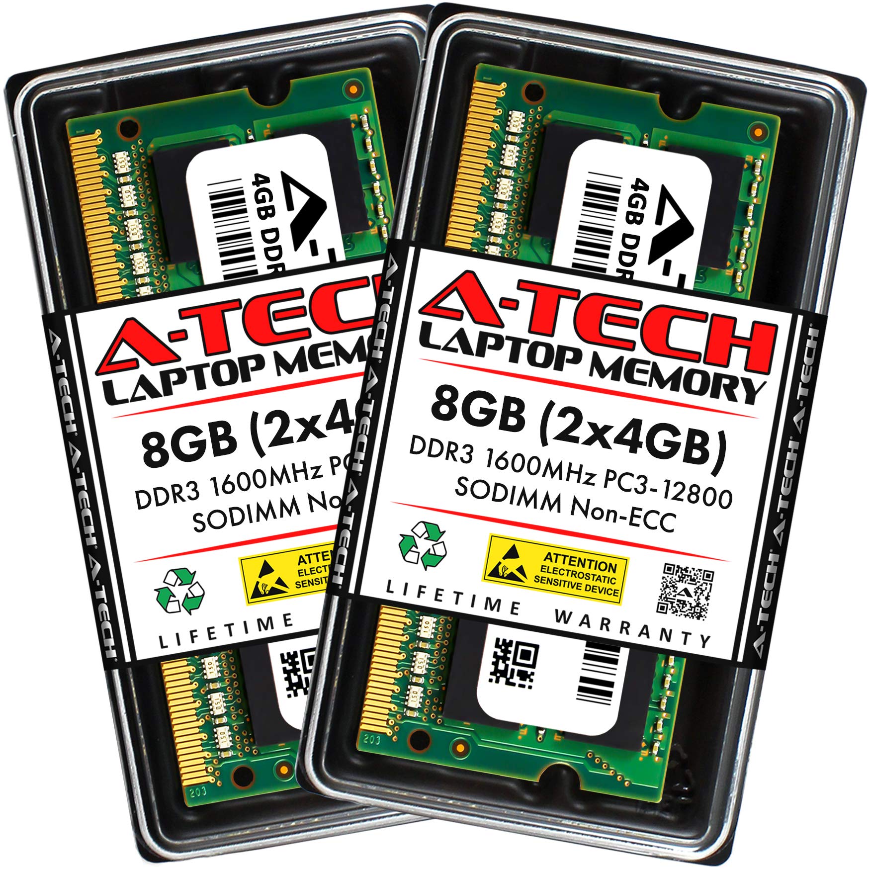 A-Tech 8GB (2x4GB) DDR3 1600MHz PC3-12800 CL11 SODIMM 204-Pin Non