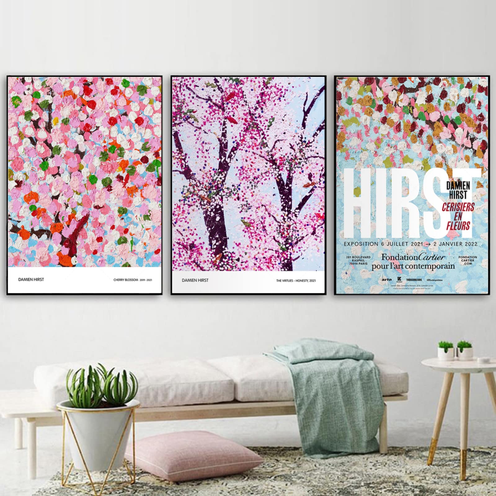 Amazon.co.jp: ダミアンハーストポスター桜キャンバス壁アート抽象絵画