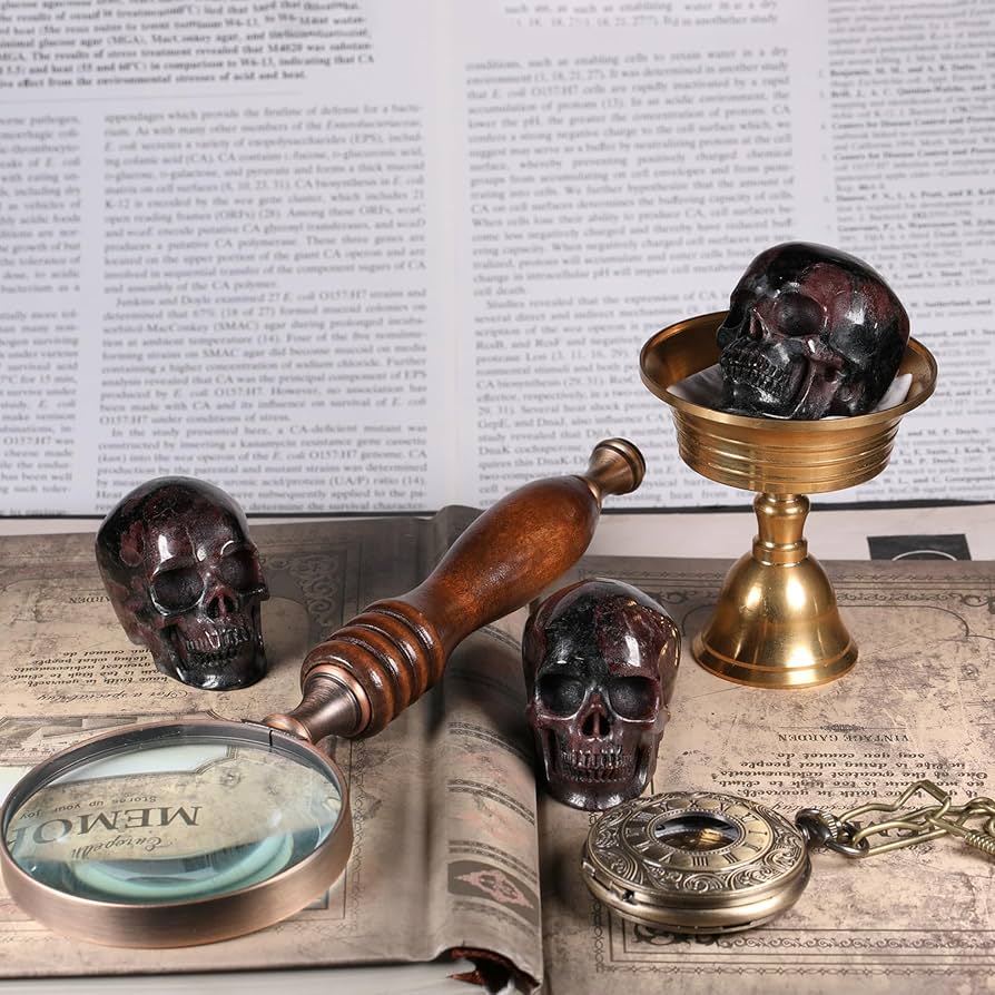 Amazon.co.jp: MR.SKULL 2インチ 天然ガーネット クリスタル スカル像