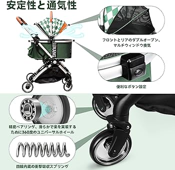 Amazon.co.jp: Lukang ペットカート 360°回転前輪、後輪ブレーキ 分離